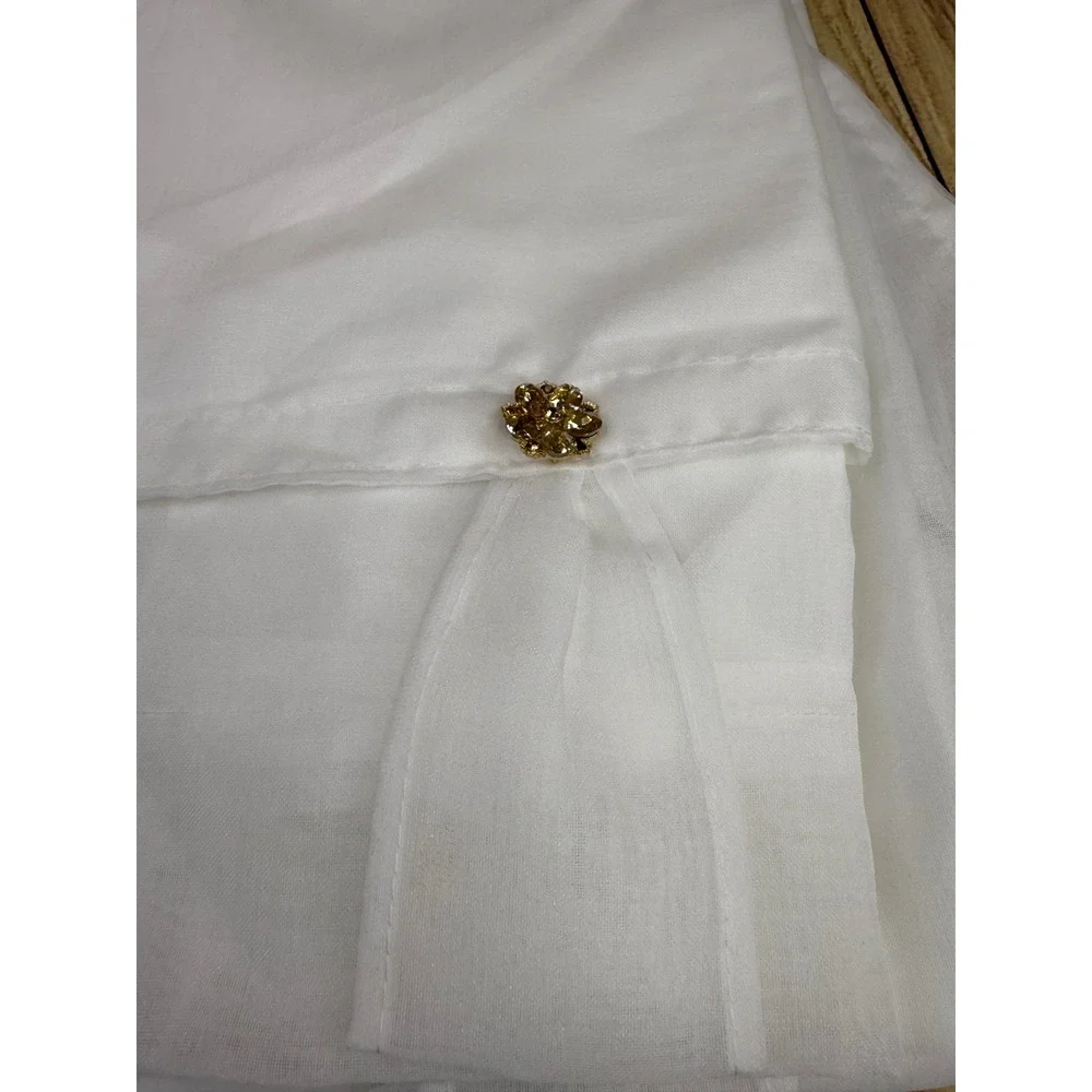 Taylor & Moxie Amsterdam White Jeweled Tab Top Curtain Panels 37x96 Set of 2